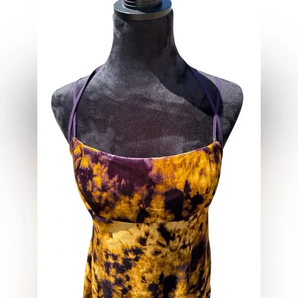 Urban Outfitters Purple and Gold Mini Dress size Large - Picture 2 of 13